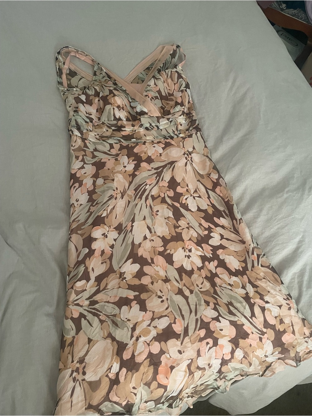 Peach & Brown Dressbarn Silk Dress